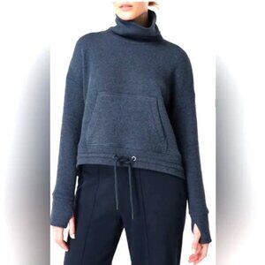 Sweaty Betty Blue Bouclé Funnel Neck Sweatshirt Size 12 Sweater